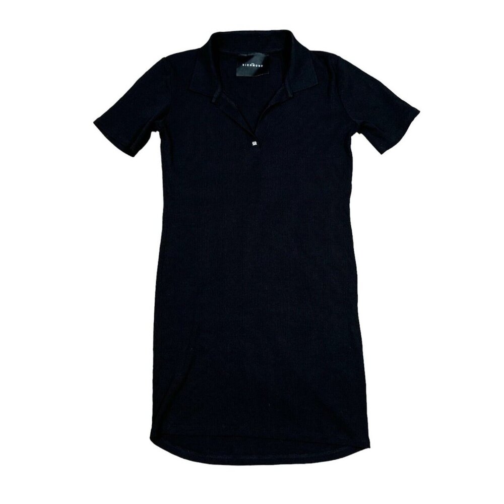 John Richmond Black Ribbed Mini Dress Size L